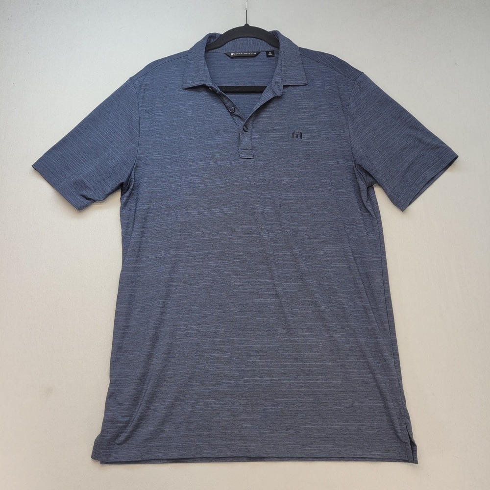 TravisMathew Polo Shirt Mens Medium Blue Heathered Performance Golf